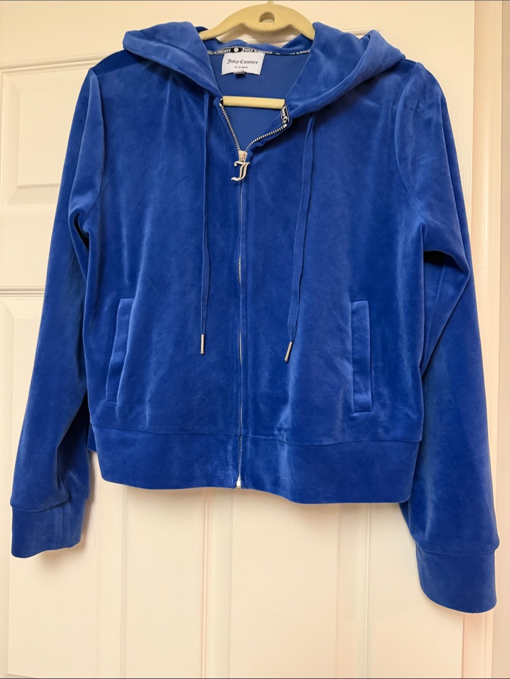 Juicy Couture Blue Velour Zip Hoodie with Hood